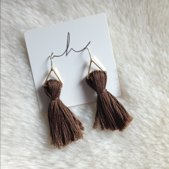 5 for $45 Gold and Brown Tassel Drop Earrings NWT - Picture 2 of 3